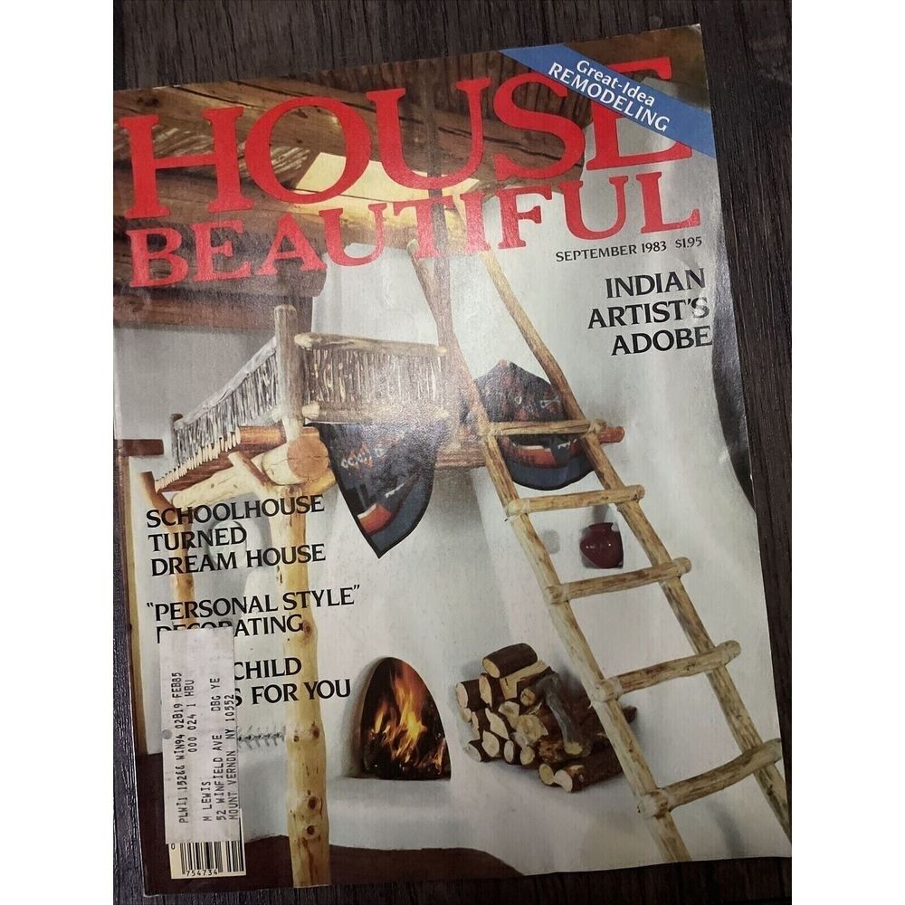 House Beautiful Magazine September 1983 Indian Artists Adobe Schoolhouse